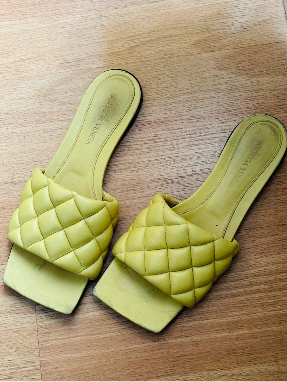 Bottega Veneta Lemon Quilted Slide Mules